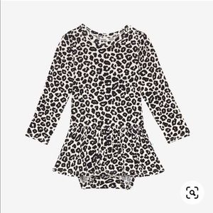 Posh Peanut Naomi Print long sleeve twirl dress & matching turban sz 12-18mnths